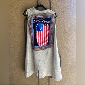 Monteau Mama Made USA reworked women’s long vest with patriotic design medium